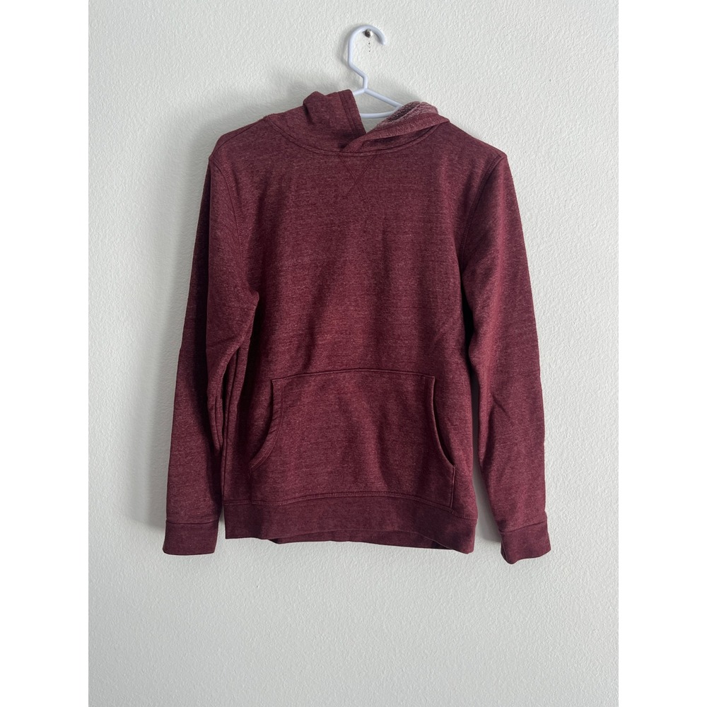 Threads 4 Thought Boys Hoodie Size 14 Burgundy Maroon Sherpa Lined Hood Pullover
